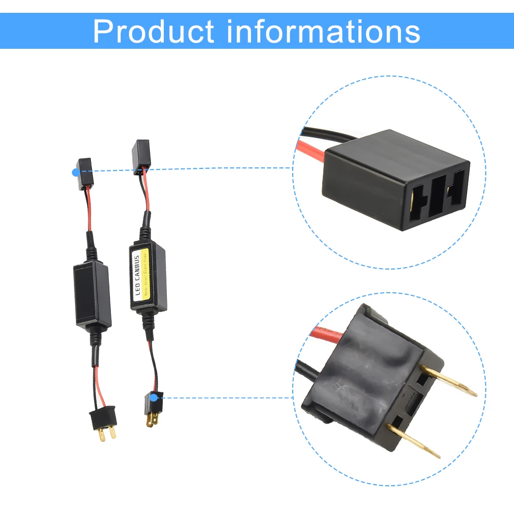 2PC H7 Car LED Canbus Load Resistor Controller Canceler LED Decoder Light Error Free DC 9V-16V Headlight Fog Light Canceller