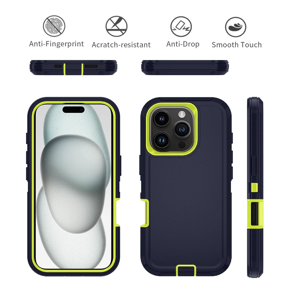 Funda de teléfono tipo armadura a prueba de golpes para iPhone 11 12 13 14 15 Pro Max X XS XR XSMAX 7 8 Plus SE2 SE4, cubierta trasera de PC+TPU resistente 2