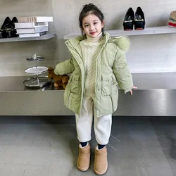 Piumino per ragazze piumino in cotone frangivento 2023 peluche caldo Plus addensare abbigliamento invernale dieci gradi sotto Zero abbigliamento per bambini