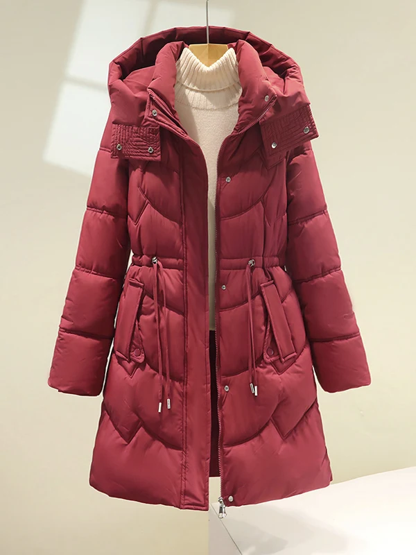 

Женское пуховое хлопковое пальто Jaet Thiened с подкладкой, корейское зимнее пальто прямого кроя, модное пальто средней длины