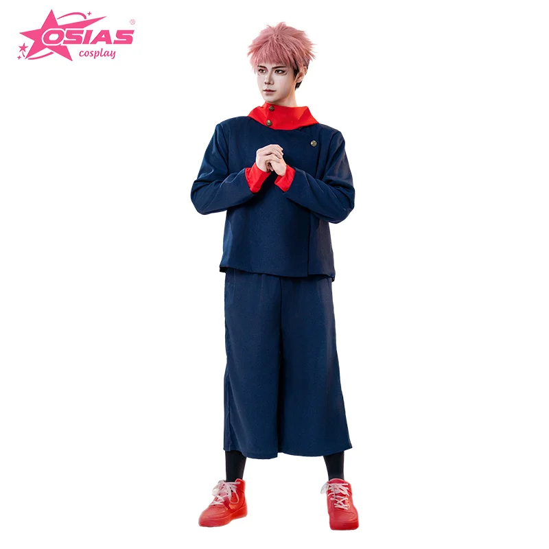 OSIAS Itadori Yuji conjunto de disfraz de Cosplay Itadori Yuji peluca Itadori Yuji zapatos Jujutsu Kaisen
