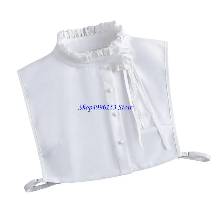 Q0KE Women False Twlar Fashion Ruffled Stand Twhice Twhice High Decorative Twalar