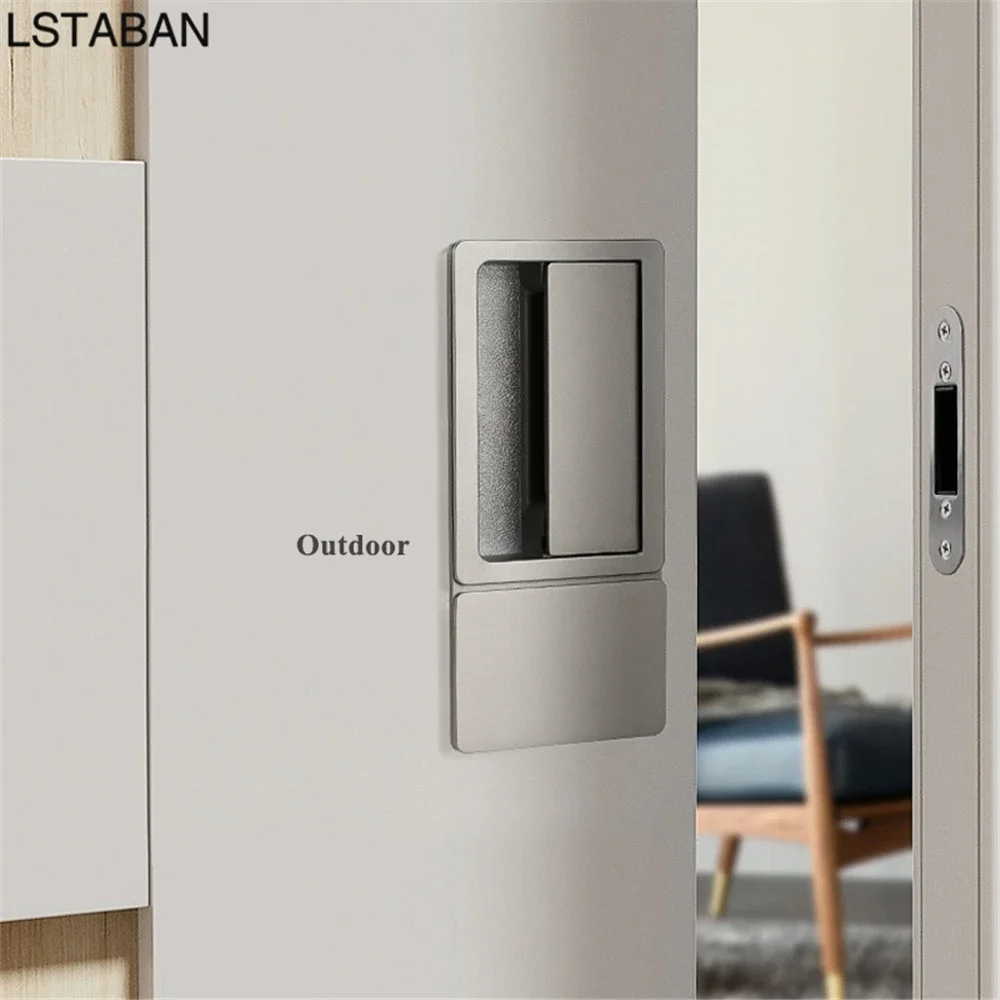 Minimalist Handleless Flat Lock Bedroom Magnetic Recessed Door Handle Silent Push Pull Black Invisible Slide Bathroom Door Lock