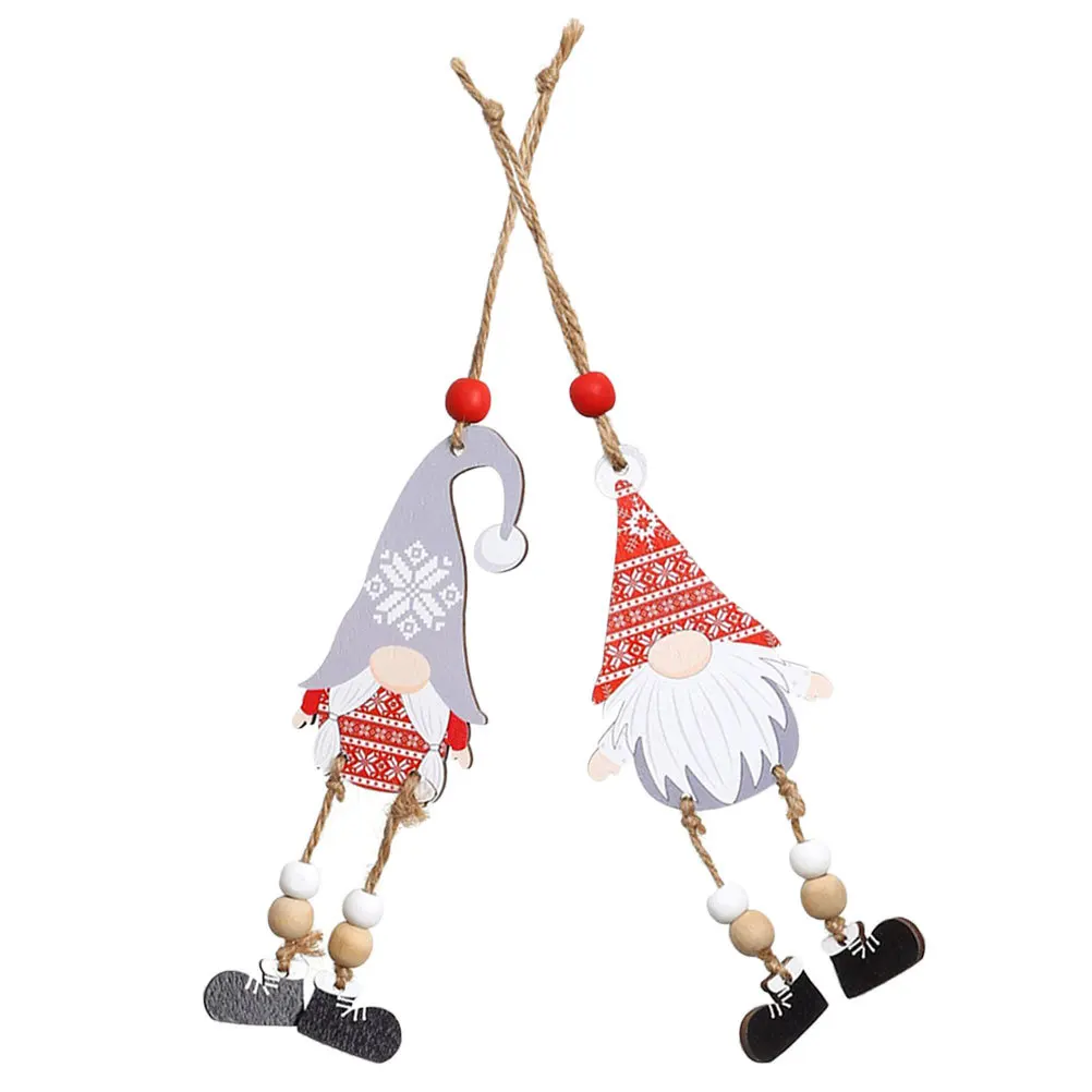 

2pcs Wood Gnome Cutouts Pendant Christmas Gnome Decoration Xmas Hanging Adornment Tree Ornament Party Decorations Home