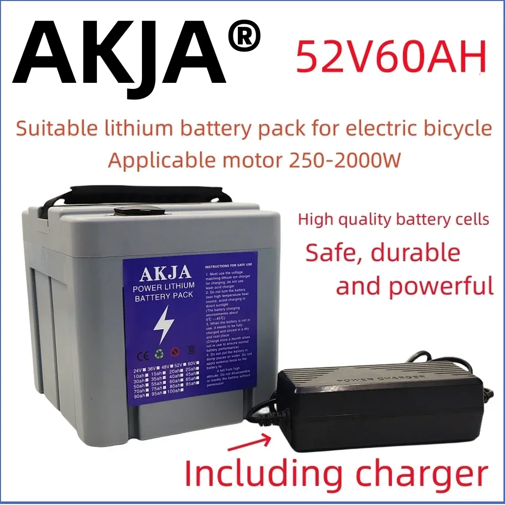 

Air fast transportation New Full Capacity Power 18650 Lithium Battery 52V10ah-60ah Lithium Battery Pack Suitable for 250-2000W