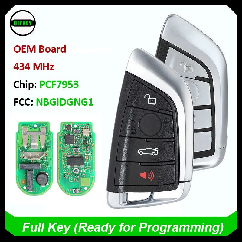 

DIYKEY OEM Board Smart Remote Car Key Fob 4 Button 434MHz PCF7953 Chip for BMW F Series CAS4+/FEM 2011-2017 FCC ID: NBGIDGNG1