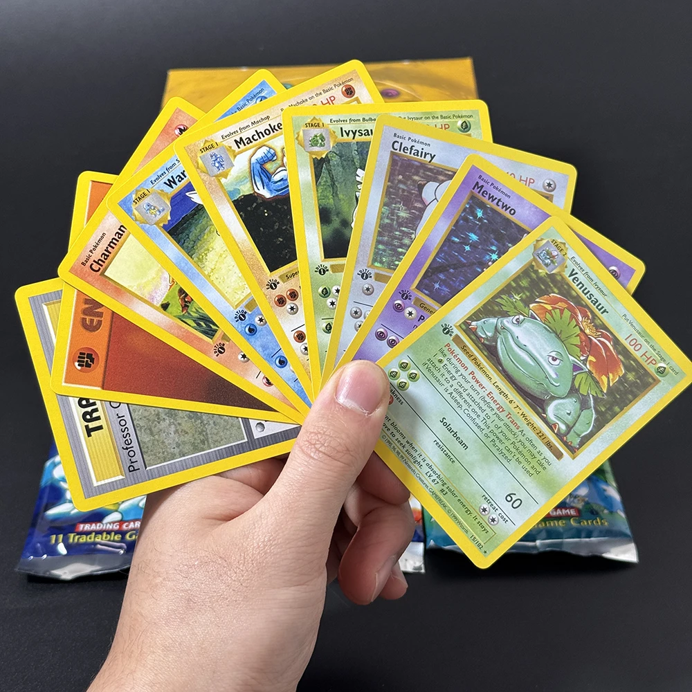 Pokémon Base Booster Packs TCG 1a edizione Carte da gioco Proxy Venusaur Charizrd Blastoise Packs 1 Confezione da 11 carte Confezione sigillata