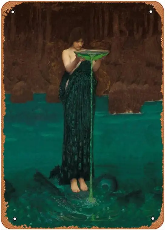 muecddoa John William Waterhouse Circe Invidiosa 1892 Reproduction Vintage Classic Art Poster Art Print Wall Art Metal Painting