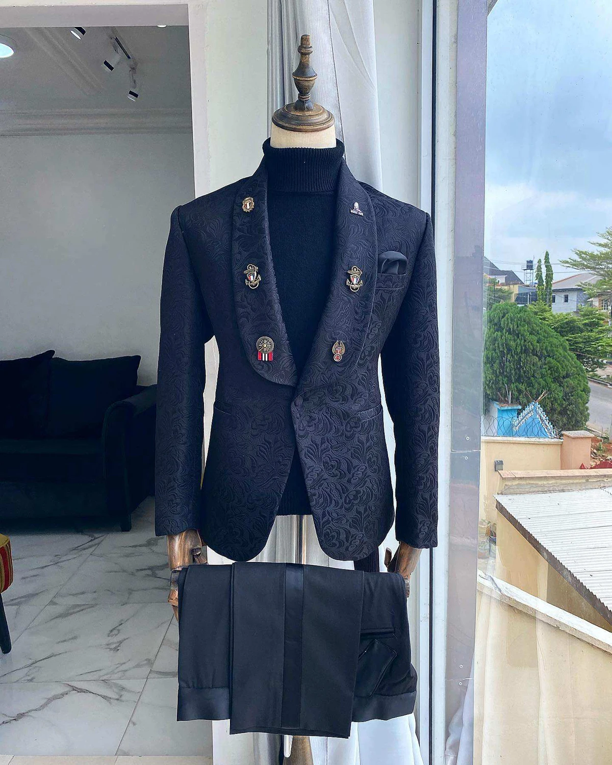 

Fashion Wedding Men's Suit Jacquard Men Suit New Business Slim Fit 2-Pieces Tailor-Made Groom Formal Occasions Size Customized