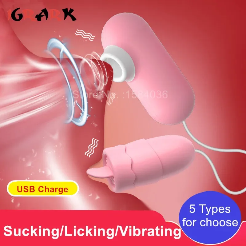 USB Charge Double Jump Egg Tits Licking Sucking Vibrator Clitoris Stimulate Female Vagina Masturbation Sex Toys for Women Adults