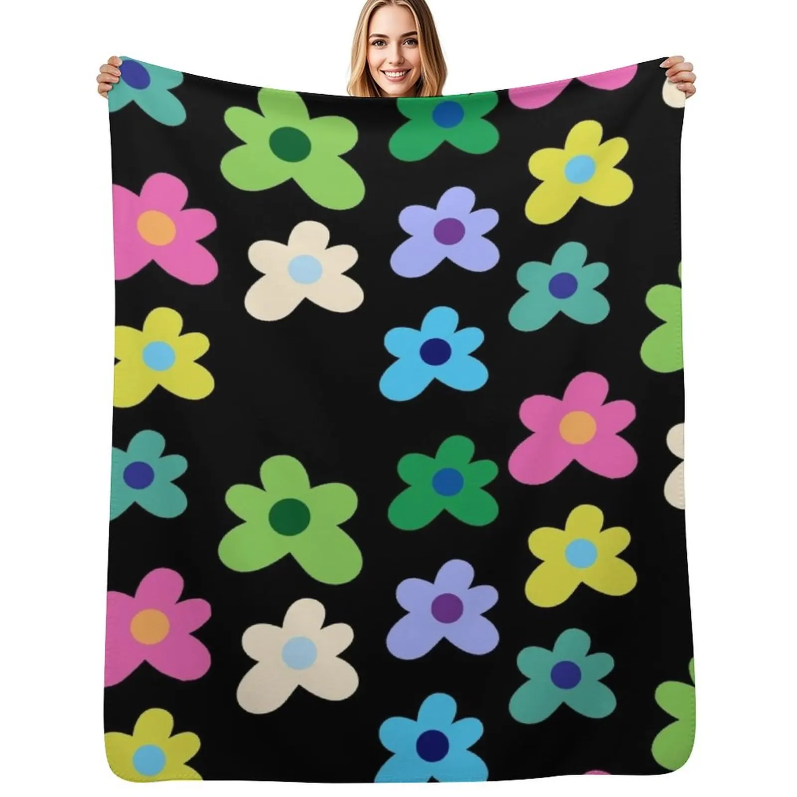 

Funky flower pattern Throw Blanket Baby Extra Large Throw Soft Big Blanket
