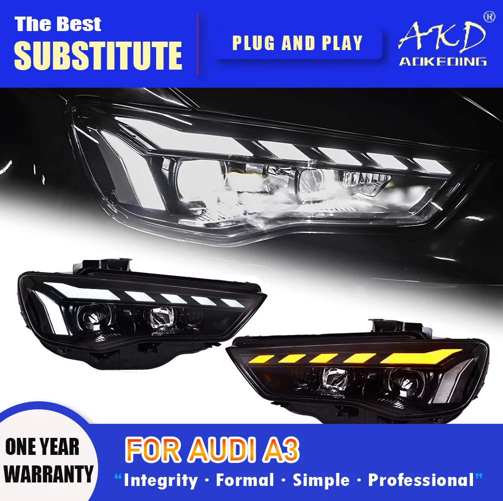 

AKD Head Lamp for Audi A3 8V Sedan Spor LED Headlight 2013-2016 Headlights S3 DRL Turn Signal High Beam Angel Eye Projector Lens