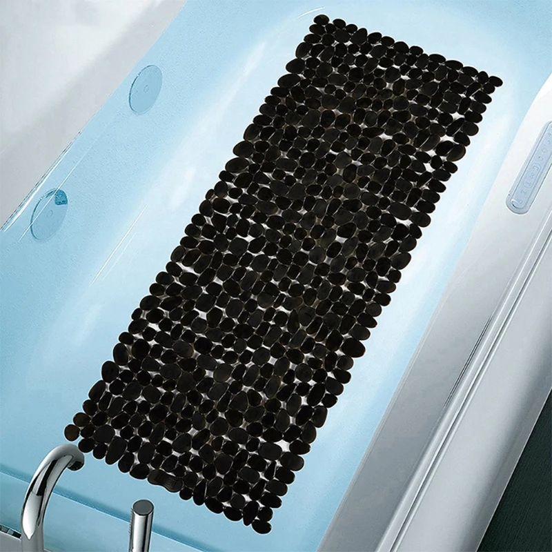 70x36cm Rectangular Design Shower Mat with Black Suction Cup 70x36cm PVC Pebbles Stone Bath Mat