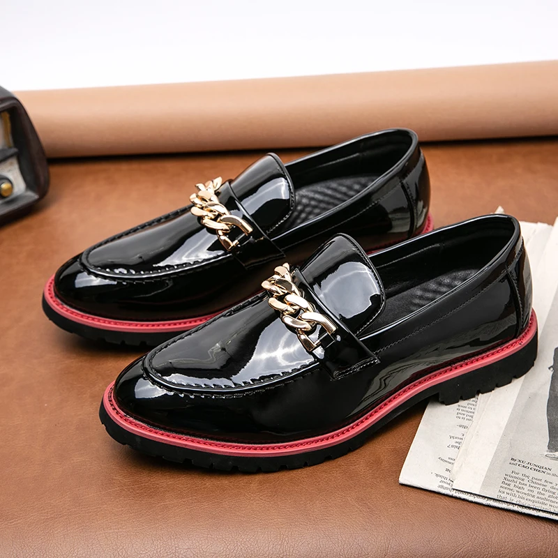 Men Fashion Lefu Shoes PU Black Thick Sole Anti slip One Step Comfortable Business Dress Shoes Gentleman Social Shoes Men Shoes