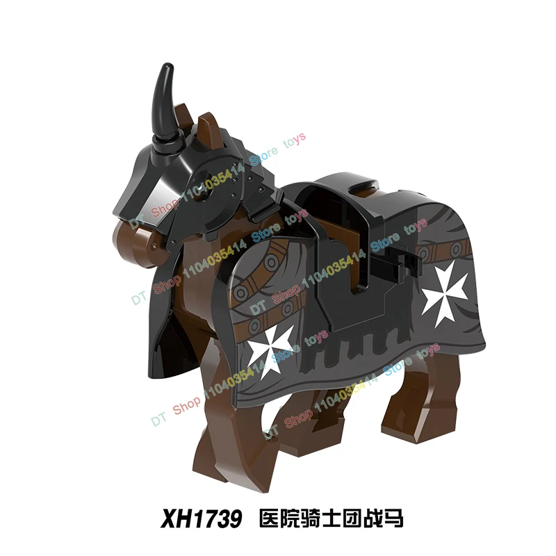 1 Stuks Middeleeuwse Militaire Oorlog Paard Teutonische Ridders Oorlog Paard Bouwstenen Dieren Action Figures Speelgoed Voor Kinderen X0317