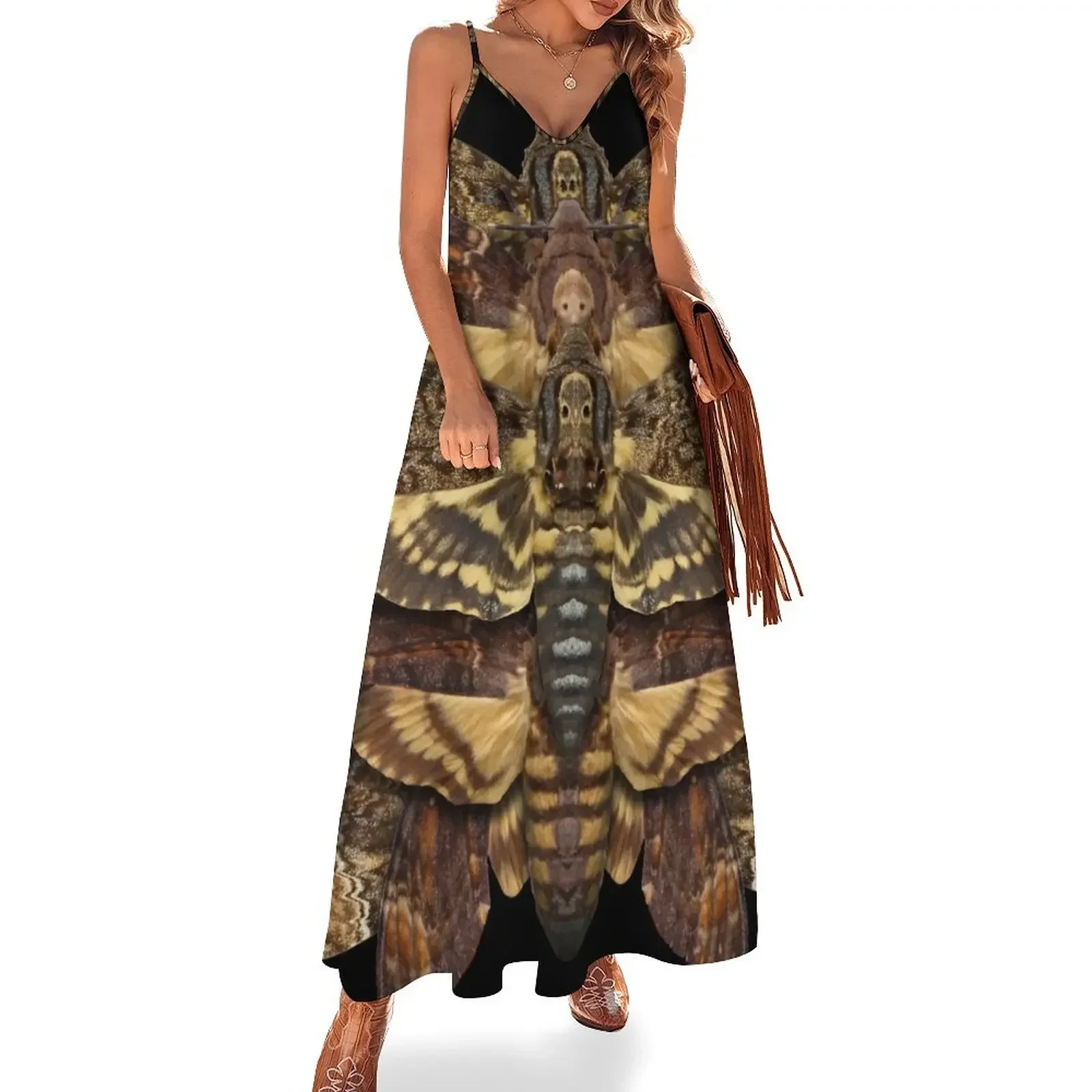 

Death's Head Moth Mandala - Symmetrical Sleeveless Dress dress dresses Clothing loose summer dress women