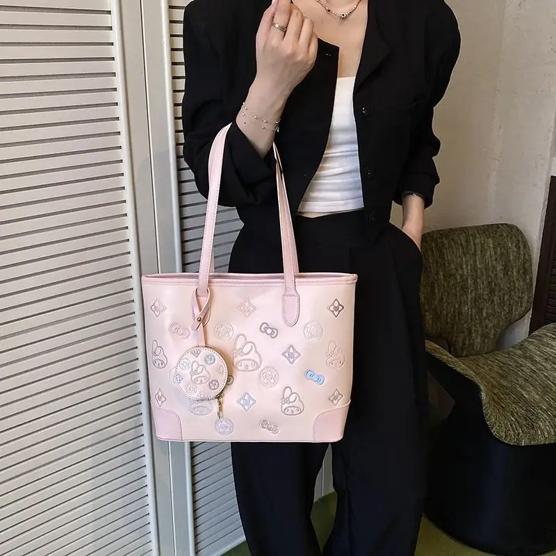 

JIAERDI Sweet Cute Pink Tote Bag Women Cartoon Print Leather Large Capacity Shoulder Bags Ladies Kawaii Everyday Casual Handbag