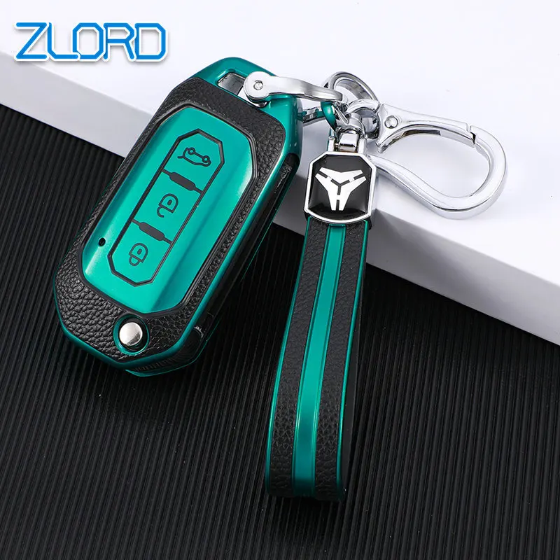 Leather TPU Car Flip Key Cover Case for Ford Fusion Fiesta Escort Mondeo Everest Ranger Bag Holder Protector Shell Fob Keychain
