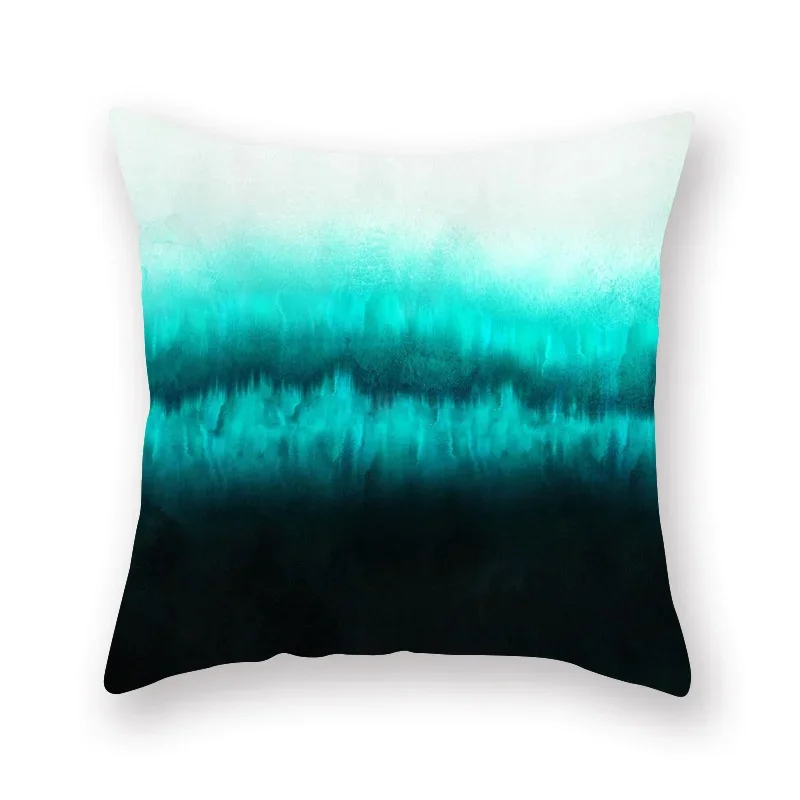 Abstract Geometric Pillowcase Flower Leaf Blue Green Cushion Cover Sofa Car Bedroom Home Decor Throw Pillow Cover