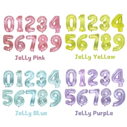 32inch Jelly Number Balloon for Birthday Deocoration Jelly Crystal Purple Blue Pink Digit Number Foil Balloon for Birthday Decor