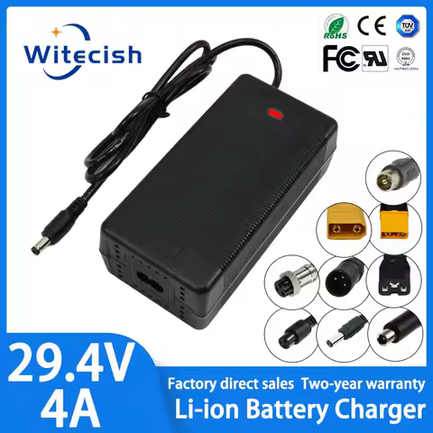 29.4V Charger 4A Lithium Battery Wheelchair Fast Charger For 24V 7Series Li-ion battery pack Lithium Battery Charger XLR RCA