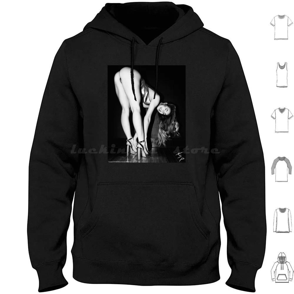 Hot Girl On-Blonde Pinup Girl With Nice Ass Bending Over And Touching Her Feet And Smiling In Color Hoodie cotton Long Sleeve