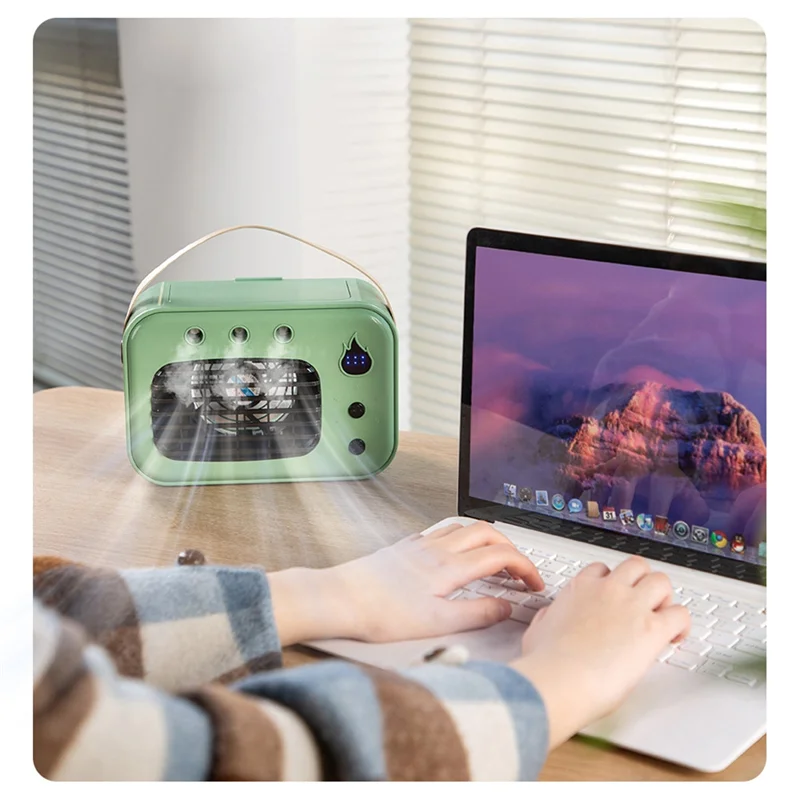 【Berserk】Refrigerador de ar portátil USB Ventilador de névoa de água de mesa Ar condicionado recarregável para uso doméstico