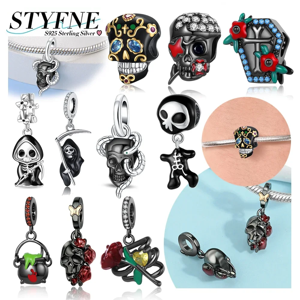 

Diablo Series Skull Flower Witch Furnace Sprouting Beads Pendant 925 Silver Charms Fit Bracelet Necklace Diy Woman Jewelry