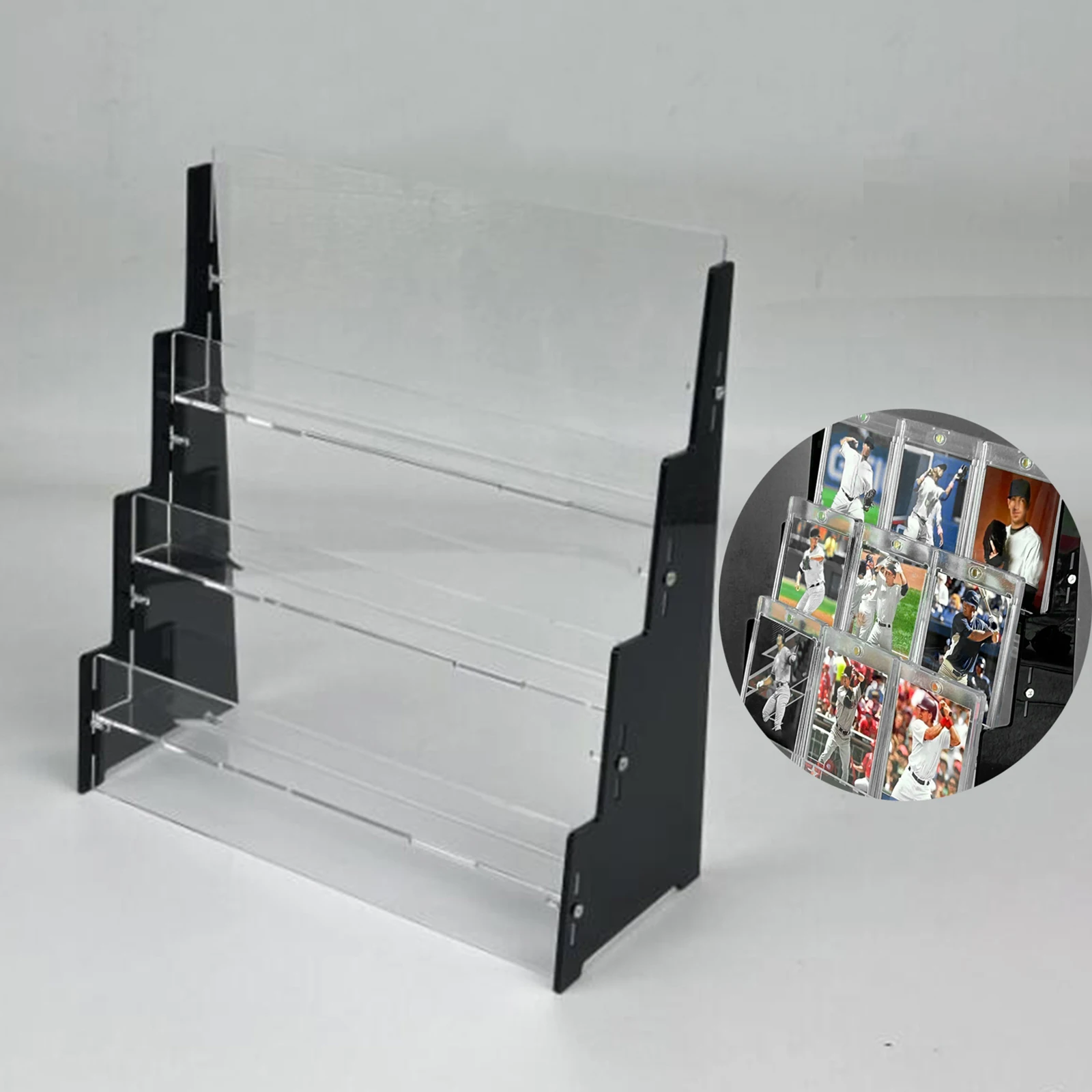 Sports Card Display Shelf Shelf Tabletop Hold 12 Graded Cards Acrylic Shelves for Home Exhibitions Retail Shop Window Display