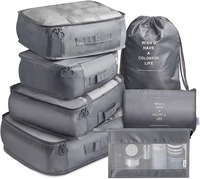 7Pcs Travel Organizer Storage Bags Wardrobe Cube Suitcase Packing Cubes Set Storages Luggage Clothes Shoe Pouch Folding