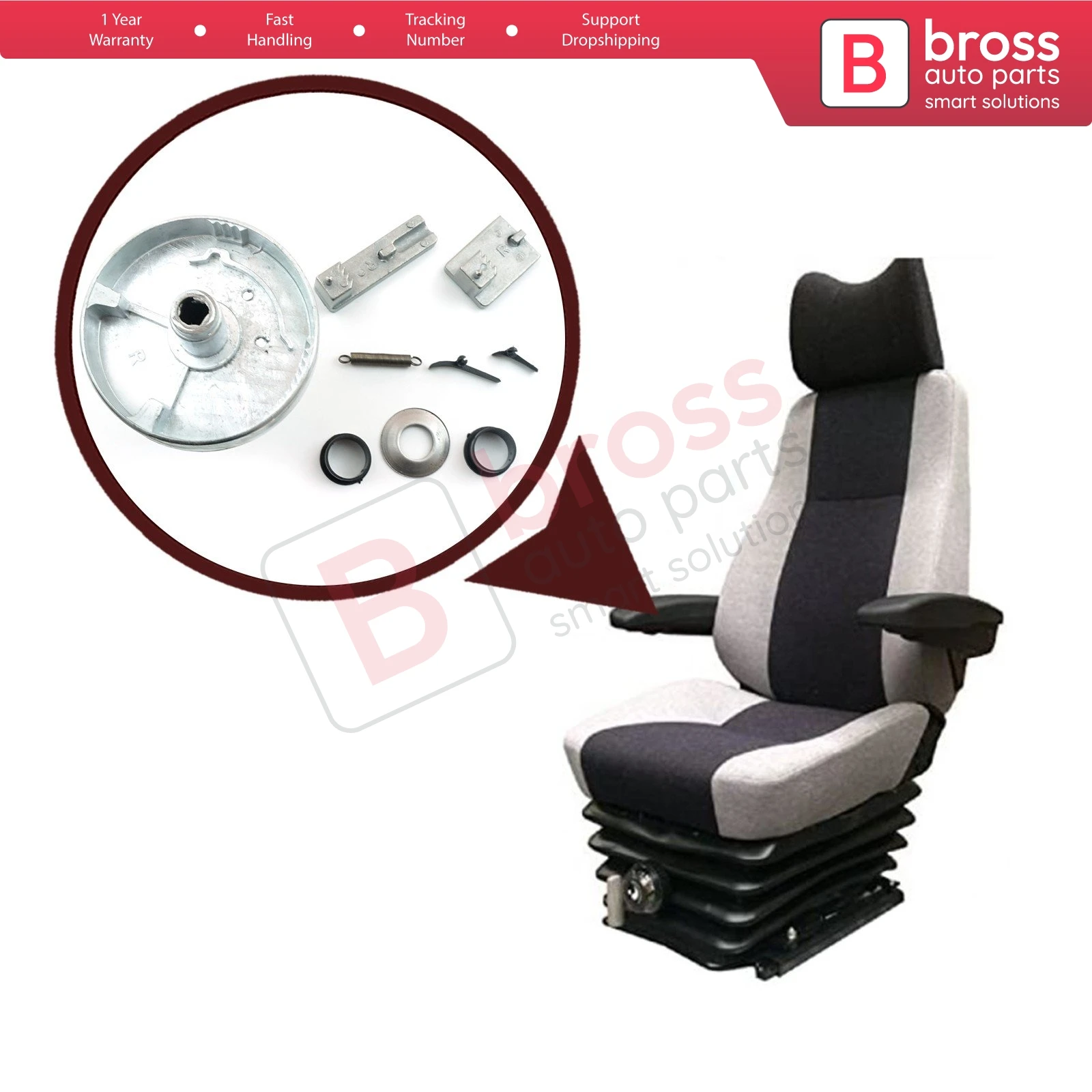 

Bross BGE14 Armrest Repair Part Latch Bracket Right Hand Arm Side for Mercedes Vito Viano W639 Sprinter MK2 VW Crafter