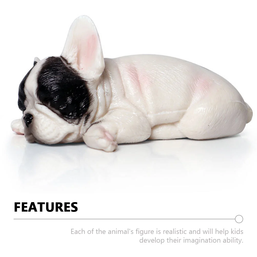 Bulldog Ornament Lying and Sleepy Figures Car Desktop Animal Decor Simulation Model White Shaped Child