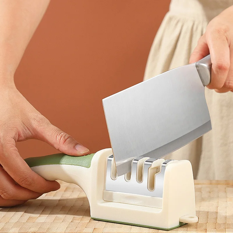 Knife Sharpener Handheld Multi-function 4 or 3 Stages Quick Sharpening Tool With Non-slip Base Kitchen Knives Accessories Gadget