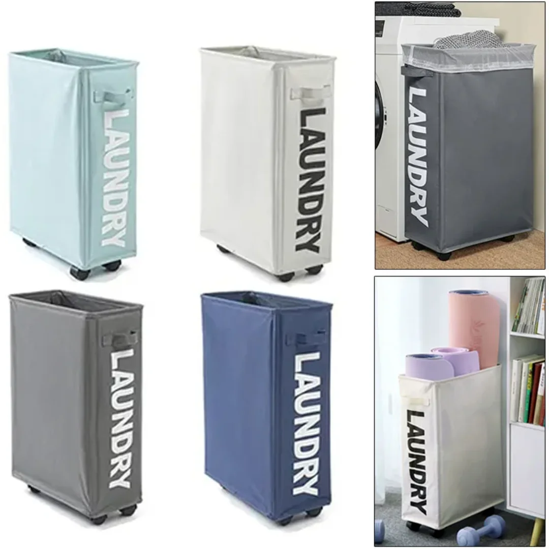 

Laundry Basket with Wheels Large Capacity Yoga Mat Storage Basket Multifunctional Foldable Waterproof Dirty Clothes Storage Bag