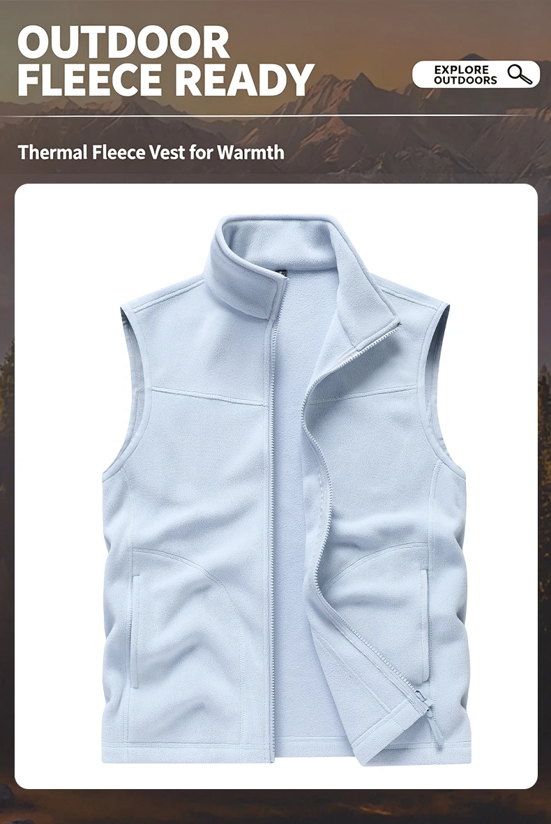 EUMERGX Unisex Thermofleece Gefütterte Weste Leichte Ärmellose Jacke Winter-Layering für Outdoor-Wanderungen Camping Täglichen Gebrauch – Detail 3
