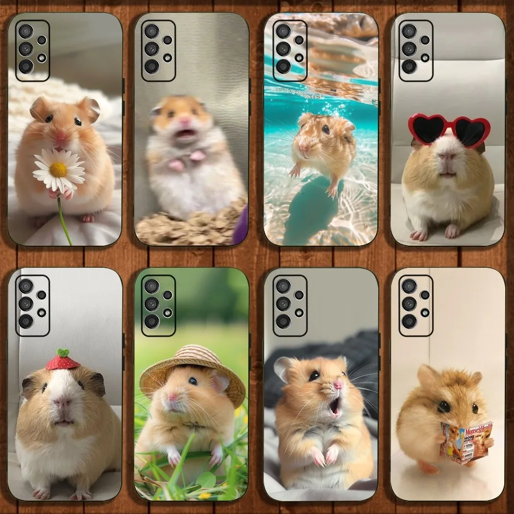 

Lovely Pet Hamster Phone Case For Samsung Galaxy A13,A21s,A22,A31,A32,A52,A53,A71,A80,A91 Soft Black Cover