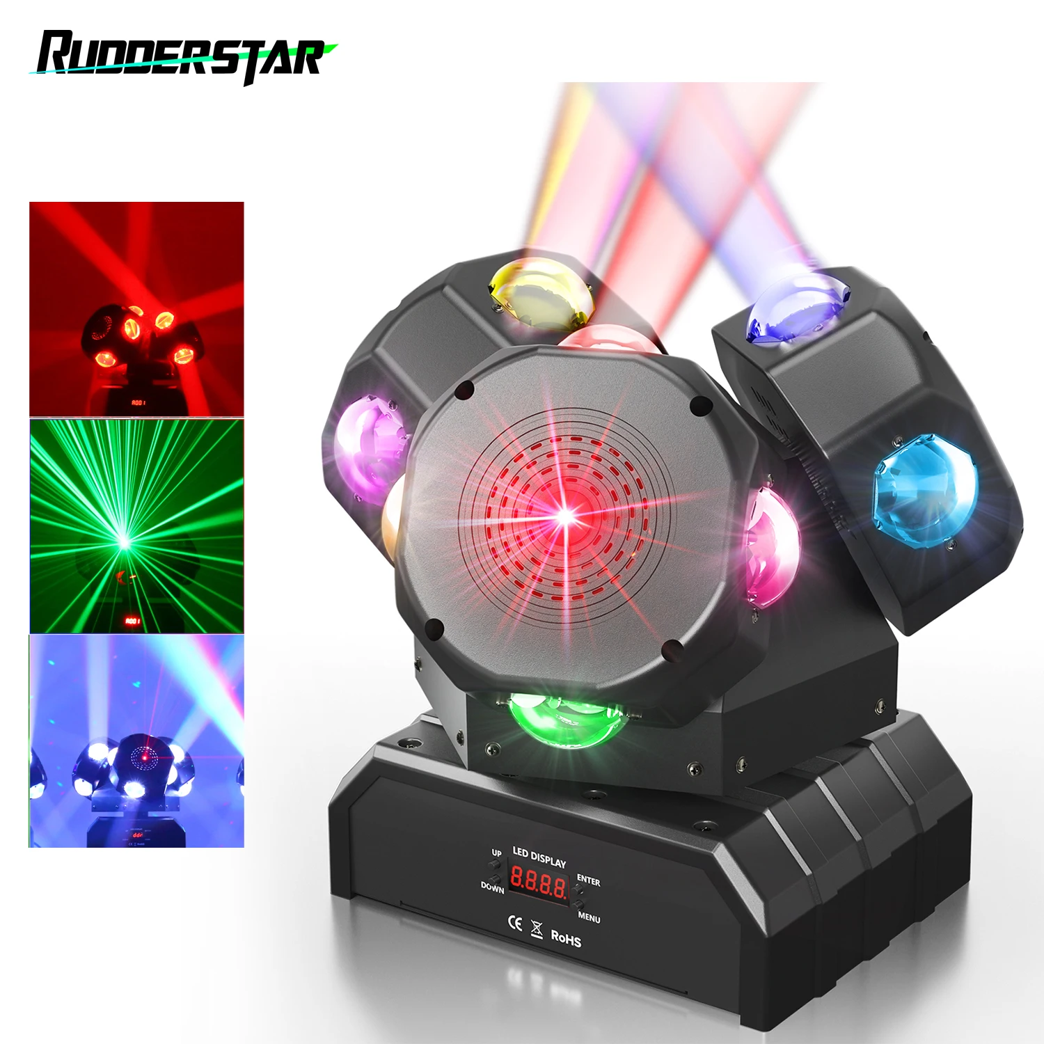 180 W 3 Kopf Moving Head Lichtstrahl 4in1 RGBW Vollfarbe Mischfarbe Bühneneffekt Beleuchtung