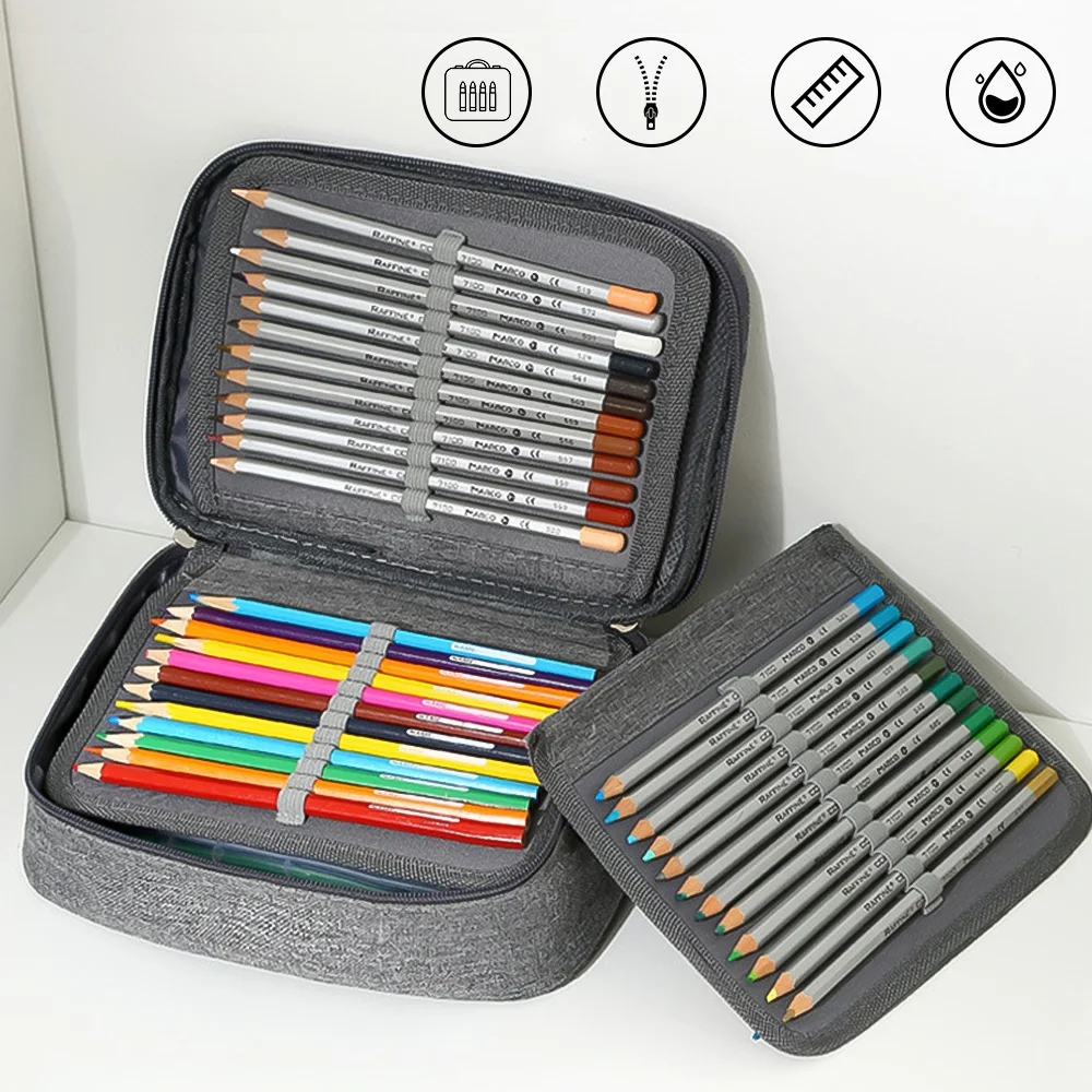 Stoff-Federmäppchen zum Zeichnen & Skizzieren - Große Kapazität für 72 Farben, Abnehmbares Design, Schreibwaren-Organizer-Etui