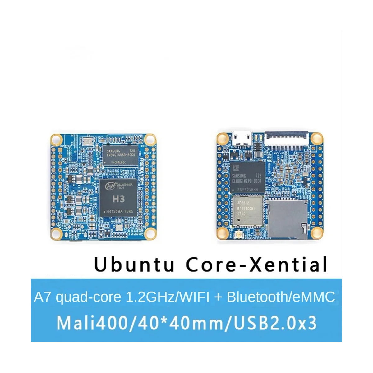 لوحة تطوير Nanopi NEOAir ، واي فاي وبلوتوث ، 8 جيجابايت ، Emmc Allwinner H3 ، رباعي النواة ، Ubuntucore ، RAM Mb