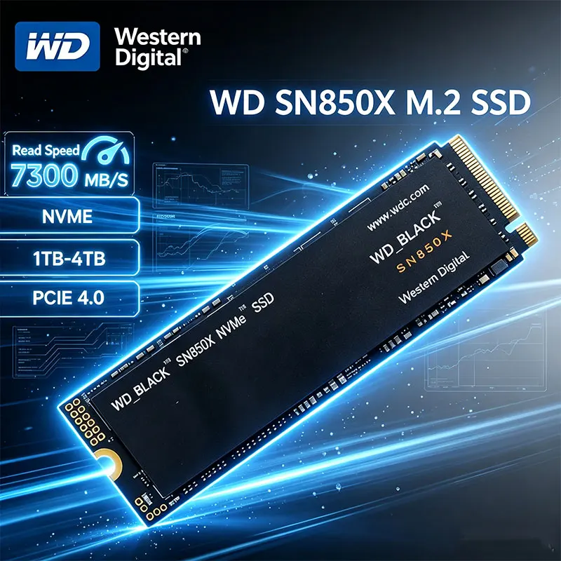 Western Digital SN850X 1TB 2TB 4TB WD_BLACK M.2 2280 NVMe PCIe Gen 4.0x4 SSD Unidades de Estado Sólido para Computador e Laptop para Jogos