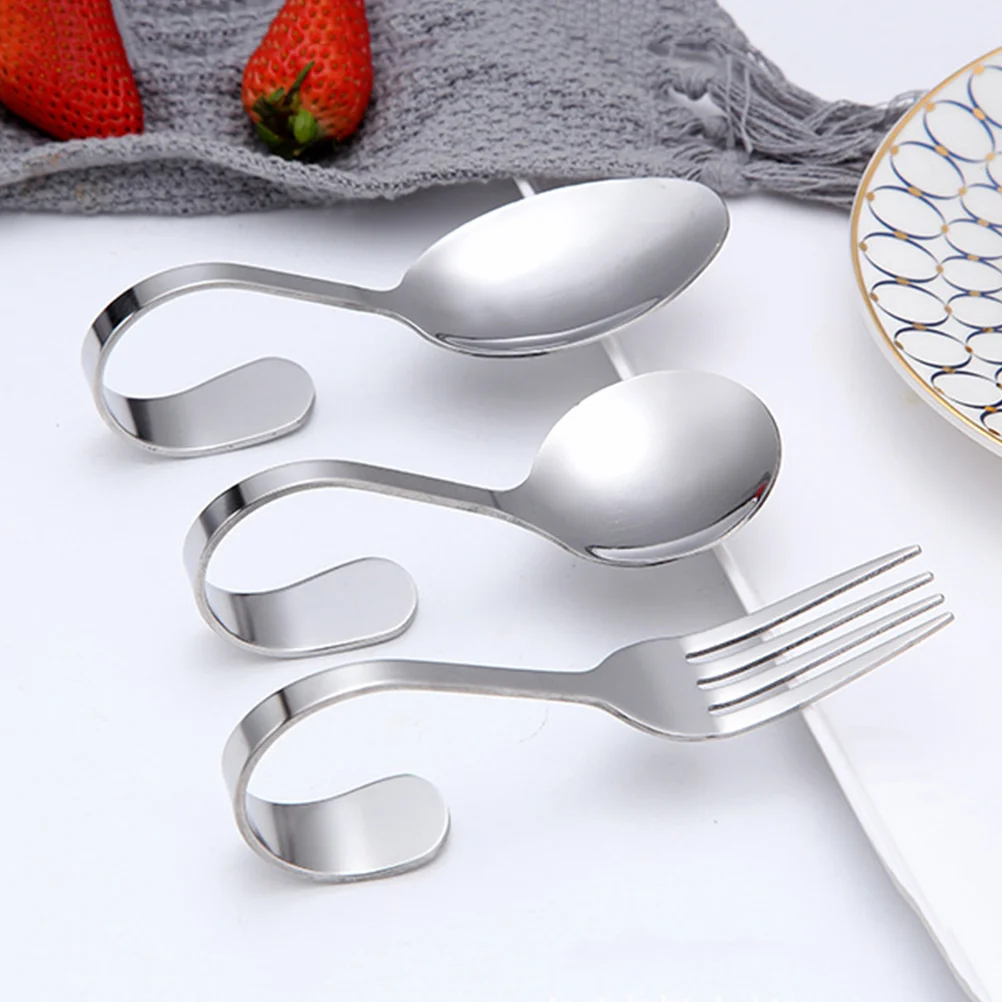 3 Pcs Tableware Spoons and Forks Small Heavy Silverware Dinner Stainless Steel Metal