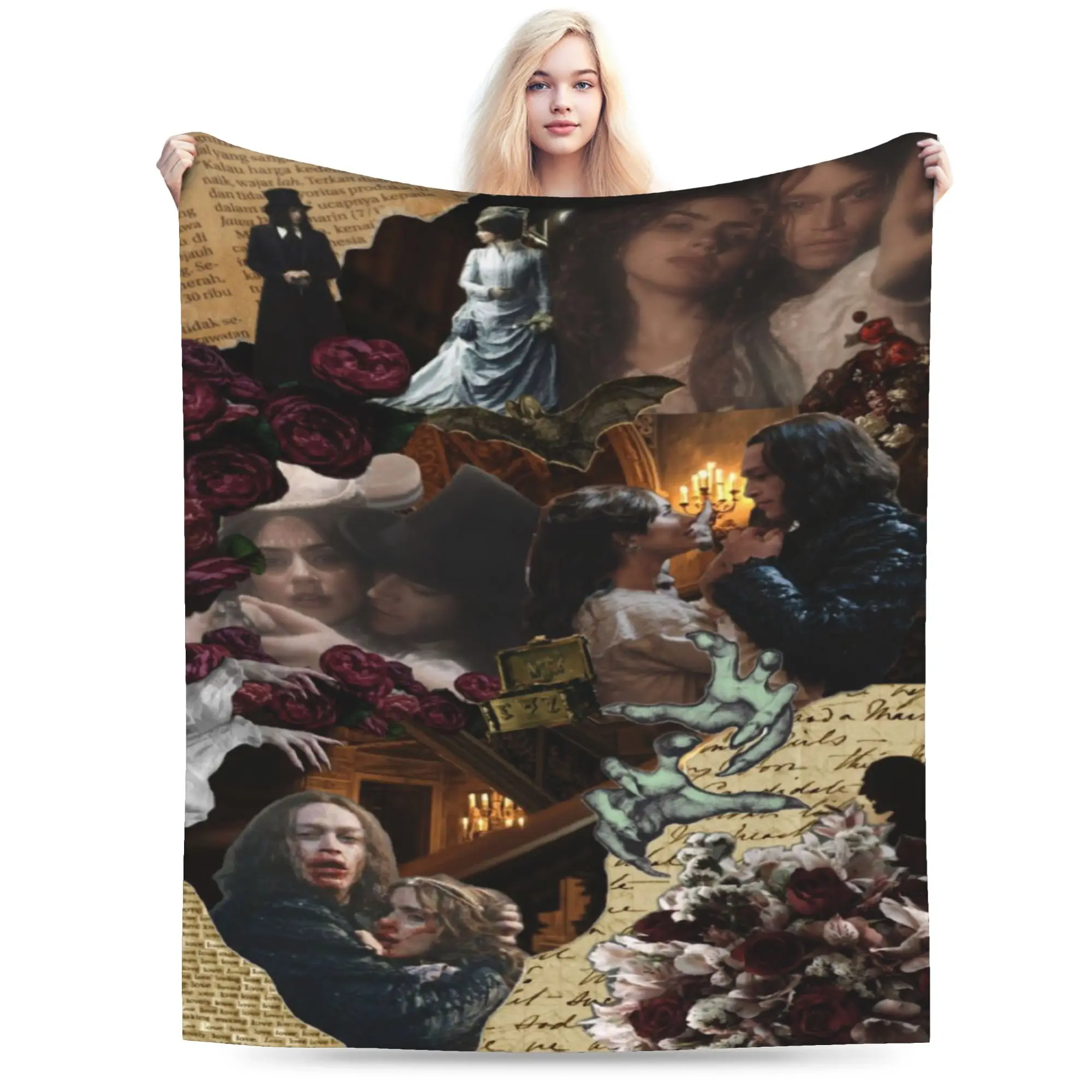 D-Dracula A Love T-Tale Blanket Quality Warm Comfy  Throw Blanket Winter Travel Living Room Graphic Bedspread