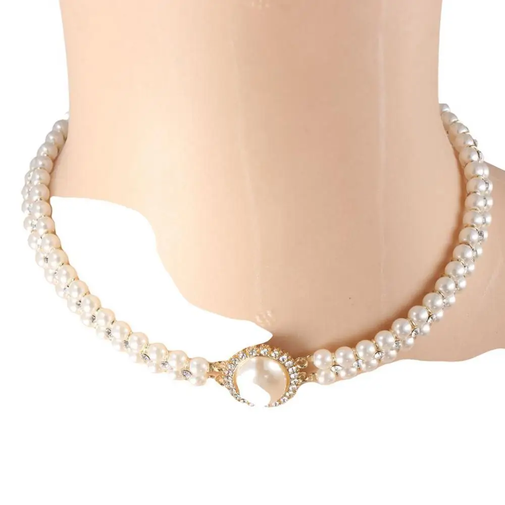 Style Choker Temperament Cheongsam Personality Pearl Jewelry Set Necklace Ear Studs Set Macbeth Pearl Earring Women Necklace