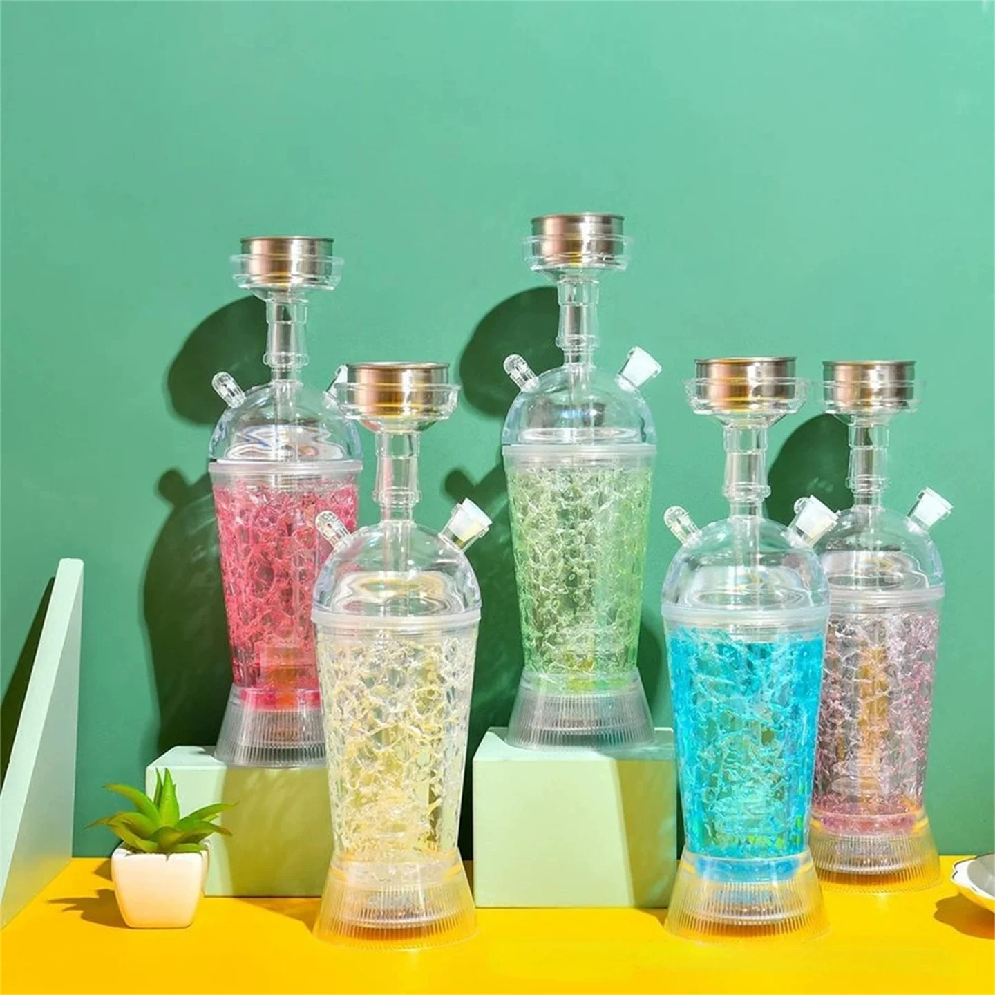2 Pieces/Lot Portable Acrylic Car Hookah Set With Accessories 1- Hose And Charcoal Pot Arabic Shisha Pipe