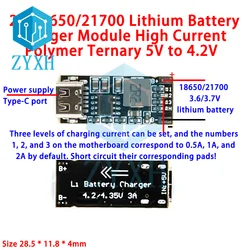 18650 Lithium Battery Charger Module High Current 21700 Polymer Ternary 5V to 4.2V Type-C Charging Board with Case