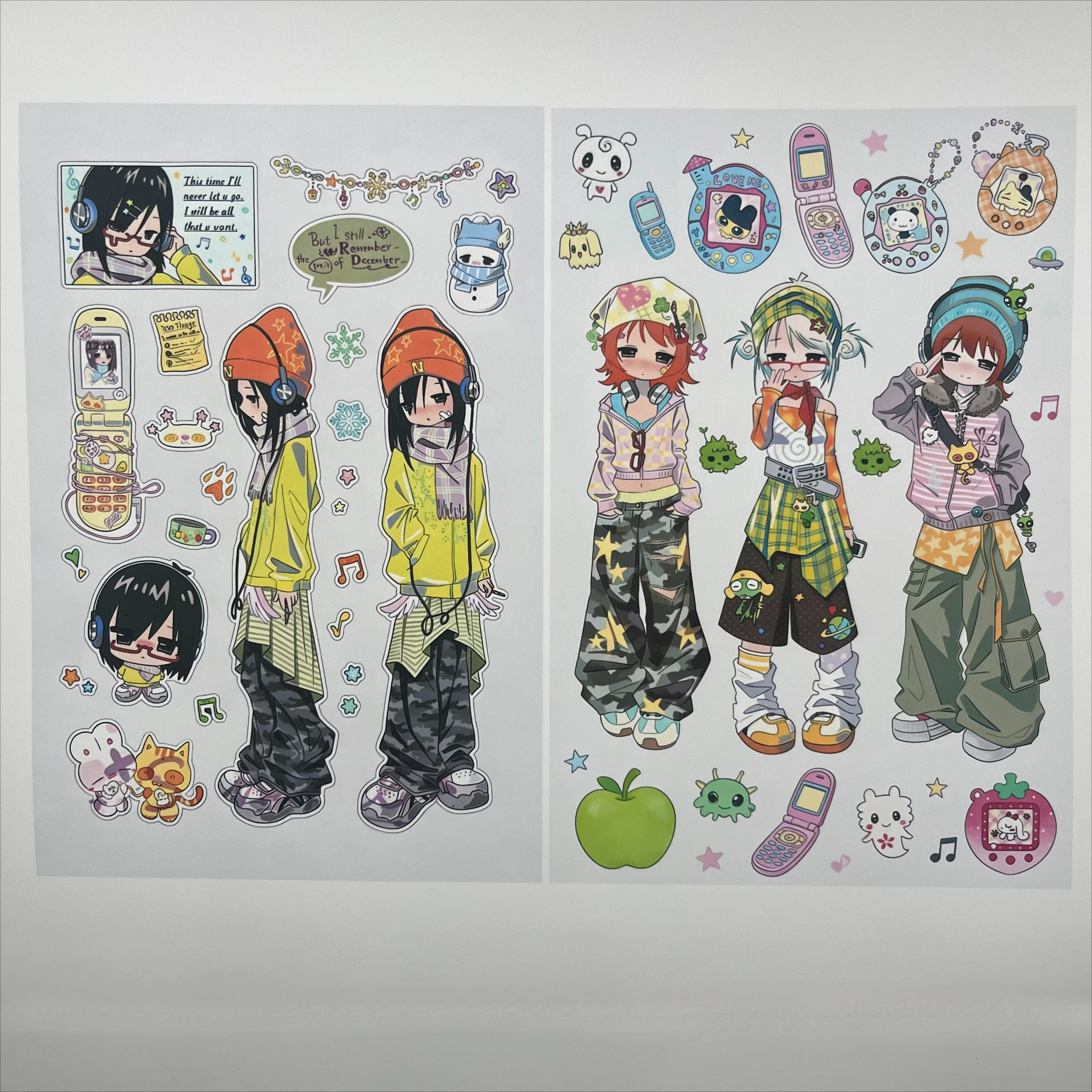 2pcs Cartoon Style Stickers Goo Card Character Sticker Notebook Material DIY