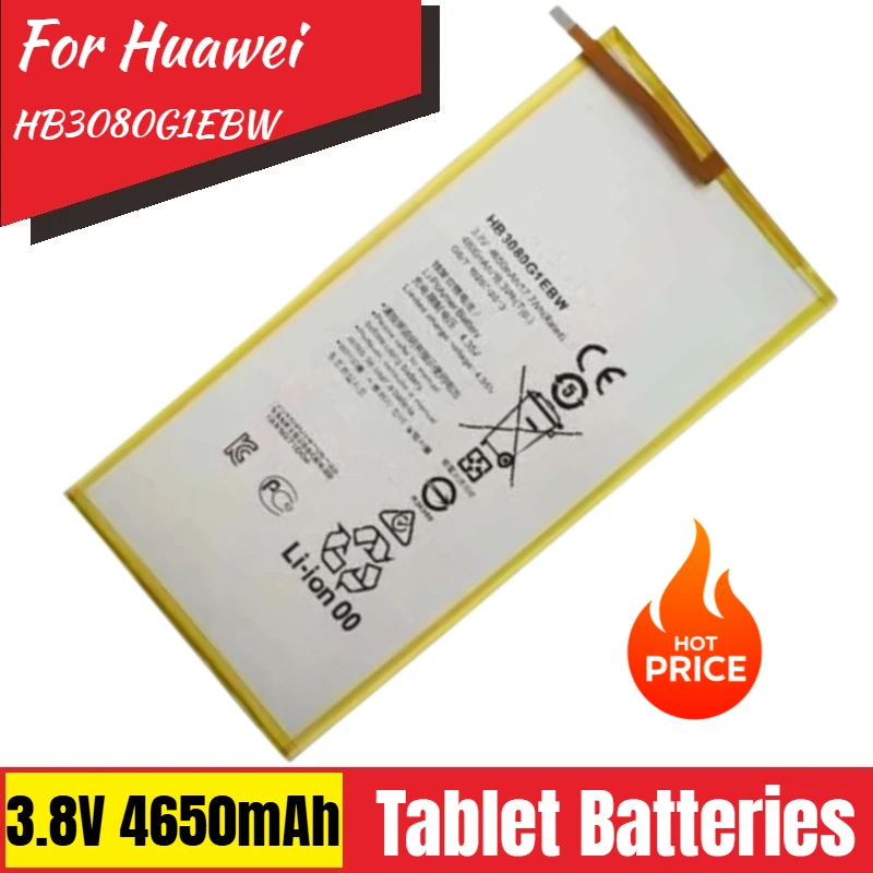 

Новый сменный аккумулятор для планшета 3,8 В 4650 мАч HB3080G1EBW для Huawei Mediapad M1 M2 8,0 M2-801W 802L 803L T1-821W/823 S8-701U 701W