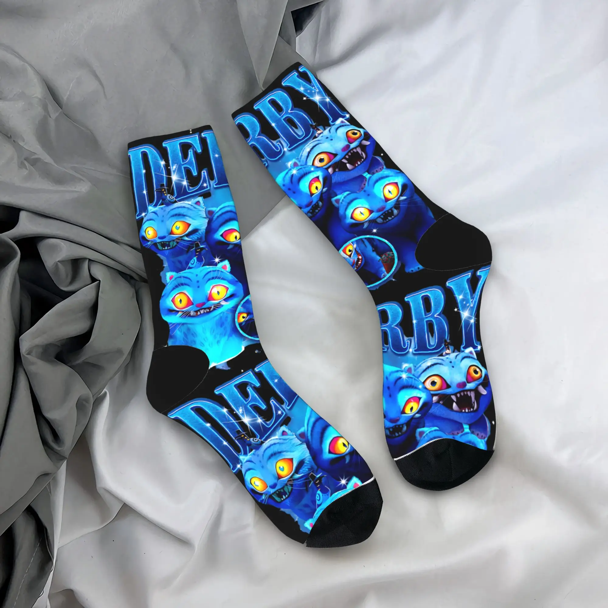 

Derpy Tiger Art KPop Demon Hunters Socks Novelty Stockings Spring Anti Slip Men Socks Quality Printed Skateboard Socks