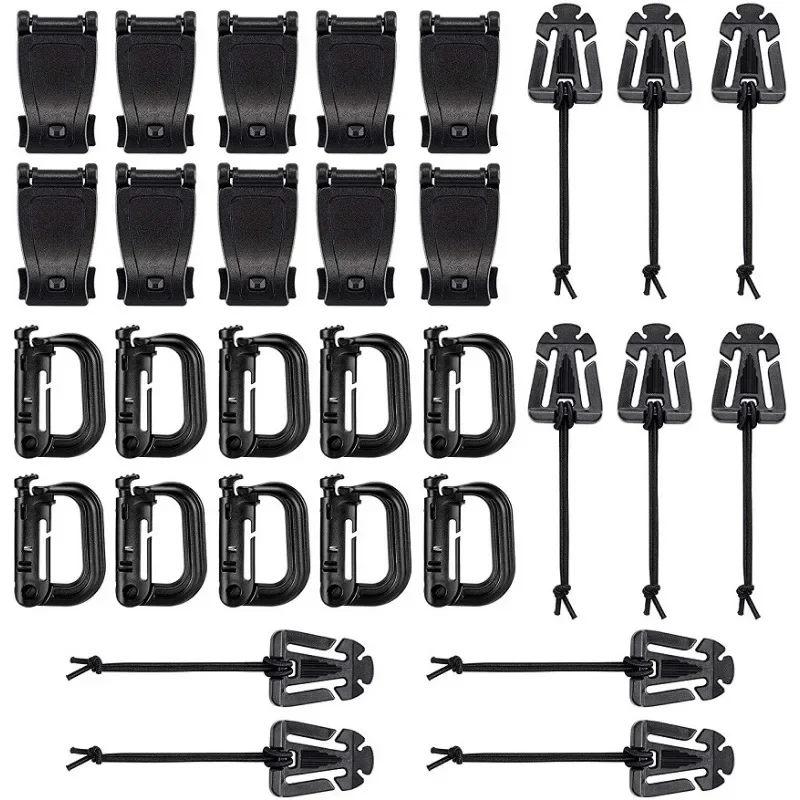 

30PCS Molle Accessory Kit Outdoor Tactical Backpack Vest Waistband Locking Gear Mesh Support Elastic Buckle Hunting Accessory