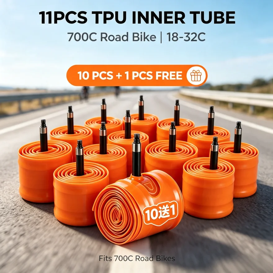 10+1 Bonus Ultralight TPU Inner Tube 700x18-32C Road Cycling Tube Multi Pack Value Deal 10+1 Free Road Bike Tubes